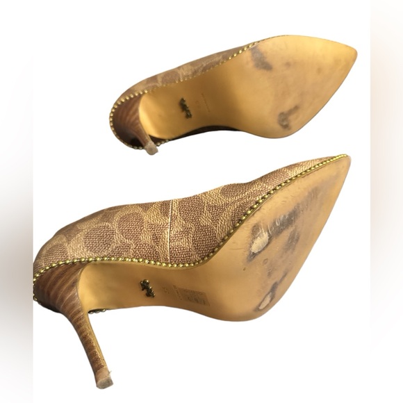 COACH Samantha Pump Point Toe 3.25” Heel signature logo bead chain size 5.5 - Picture 14 of 15